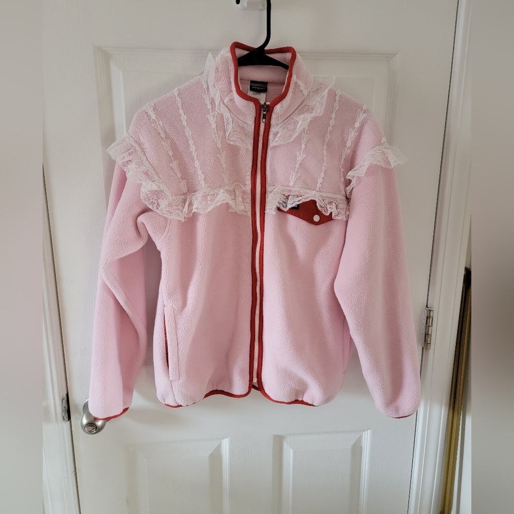 Patagonia Pink Fleece with Lace Accents